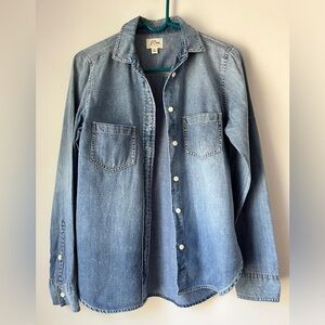 J. Crew Chambray Perfect Shirt Size 4 100% Cotton